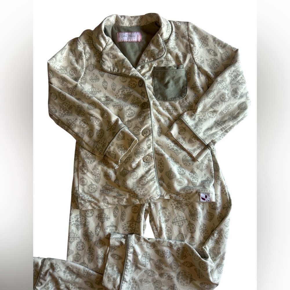 SweetHoney Cream and Olive Kids Christmas Pajama Set